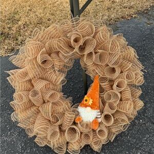 Charming Tan and Orange Gnome Wreath